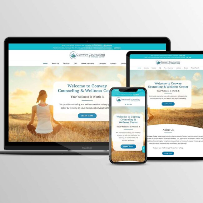 Conway Counseling and Wellness website on multiple devices